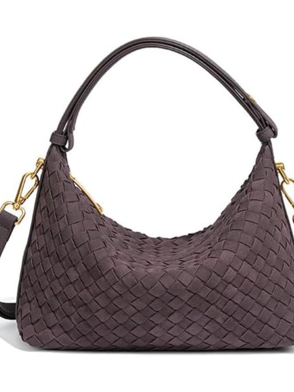 Woven Suede Hobo Purse for Women,Faux Suede Shoulder Bag,Woven Crossbody Bag,Han
